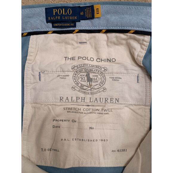 NWT Polo Ralph Lauren Shorts Mens Size 40 Blue Chino Classic Fit 9 Inch Inseam - Picture 3 of 8